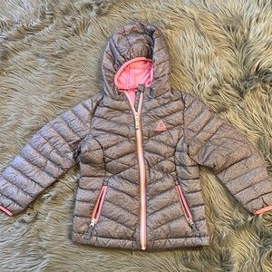 Grey and Pink Lightweight Puffer Jacket